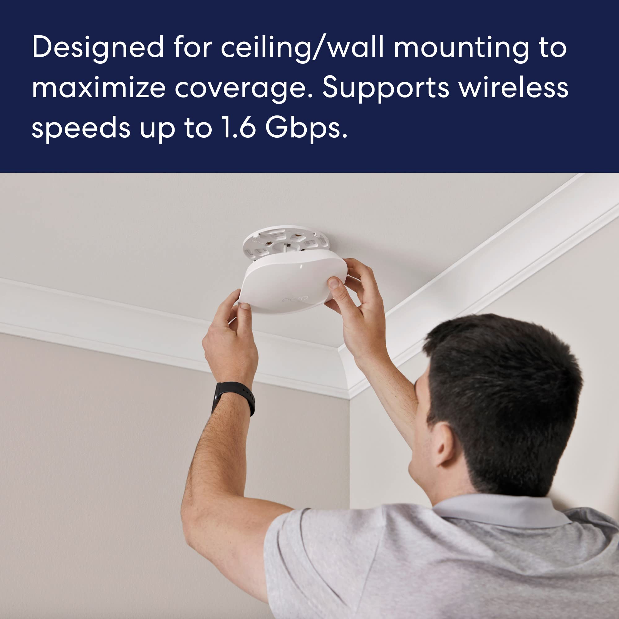 Amazon eero PoE 6 - Ceiling/wall-mountable, Dual-band Wi-Fi 6 access point, PoE powered, AC adapter not included